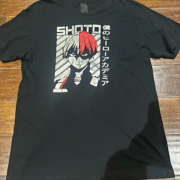 Vintage Y2K Shoto Todoroki My Hero Academia Black Graphic T-Shirt size M - Picture 1 of 5
